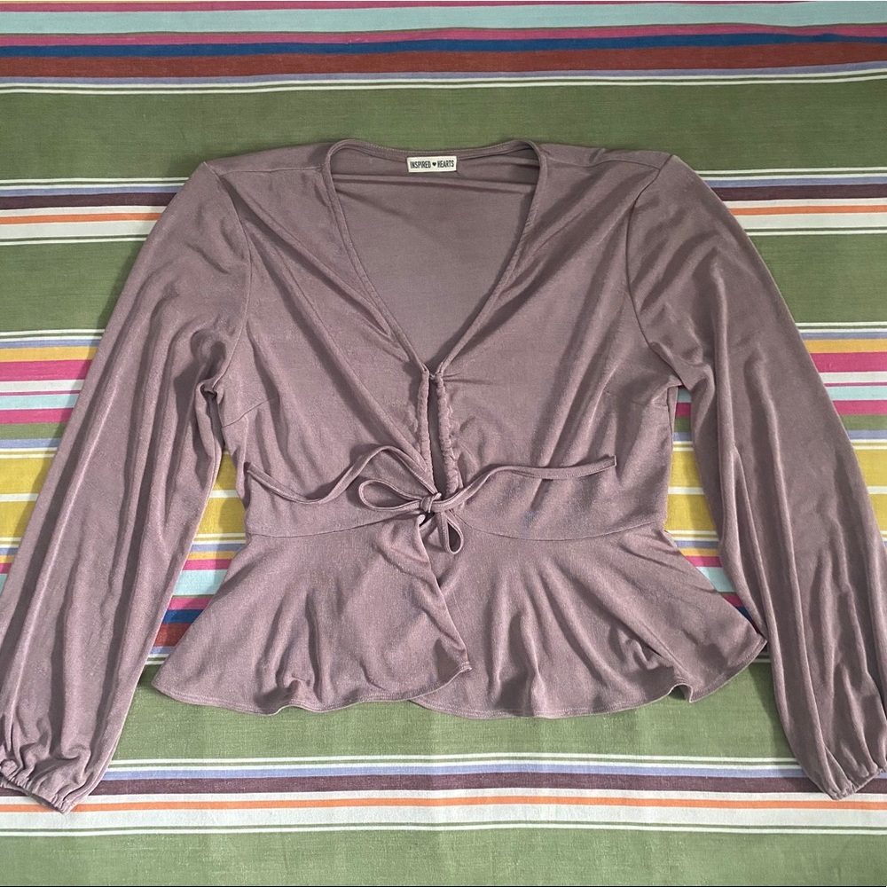 Inspired Hearts Mauve Flowy Sleeve Blouse